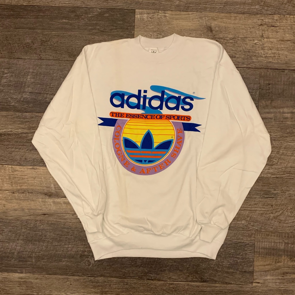 Vintage 1980s Adidas Cologne And Aftershave Crewneck Mens Size Large